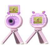 Camera foto digitala pentru copii, THD S2, rezolutie foto 12 megapixeli, video 1080p, ecran rabatabil selfie, buburuza roz