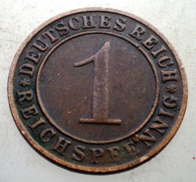 B.227 GERMANIA WEIMAR 1 REICHSPFENNIG 1934 D foto
