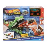 HOT WHEELS MONSTER TRUCK SET DE JOACA PROVOCAREA CROCODILULUI CU MASINUTA MEGA WREX SuperHeroes ToysZone