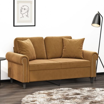 vidaXL Perne decorative, 2 buc., maro, 40x40 cm, catifea foto