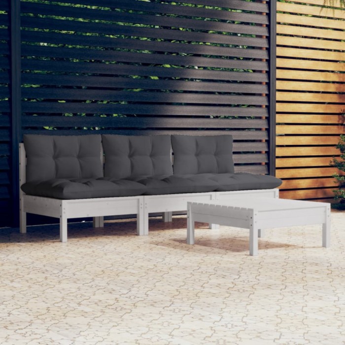 Gossi set mobilier gradina cu perne antracit, 4 piese, lemn de pin