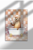 BB-11|Imprimeu pe p&acirc;nză amuzant cu tematică de baie &ndash; Poster amuzant cu animale, artă murală pentru toaletă, decor digital fantezist | A3 (29.7 x 42 c