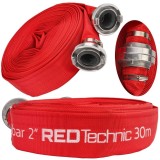 Furtun apa irigatii 2"30 metri, tip pompieri 8 bari, cu cuple, Red Technic