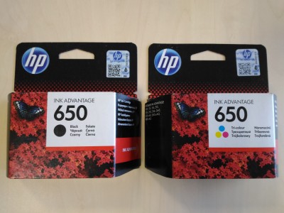 Pachet Cartuse HP 650 Negru &amp;amp; Color NOI Originale SIGILATE black cartus listare foto