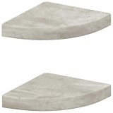 Rafturi de colt de perete, 2 buc., gri beton, 25x25x3,8 cm, MDF