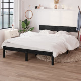 Cadru de pat UK Small Double, negru, 120x190 cm, lemn masiv pin, vidaXL
