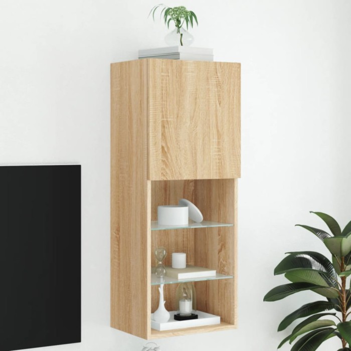 vidaXL Comodă TV cu lumini LED, stejar sonoma, 40,5x30x102 cm 837059