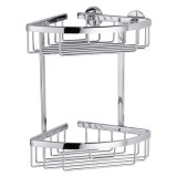 Etajera baie din aluminiu tesa Aluxx 40205, autoadeziva, montaj pe colt, 2 rafturi, 26 x 16.3 x 17 cm