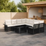 Cumpara ieftin Set de canapele pentru gradina 9 buc. Negru si Alb crem