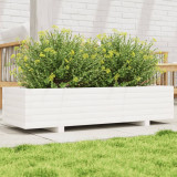 VidaXL Jardinieră de grădină, alb, 110x40x26,5 cm, lemn masiv de pin