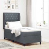 vidaXL Pat cu arcuri cu saltea Gri &icirc;nchis 80 x 200 cm Catifea 3340845