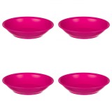 Set farfurii 4 piese, farfurii adanci, plastic, fucsia, diametru 18 cm