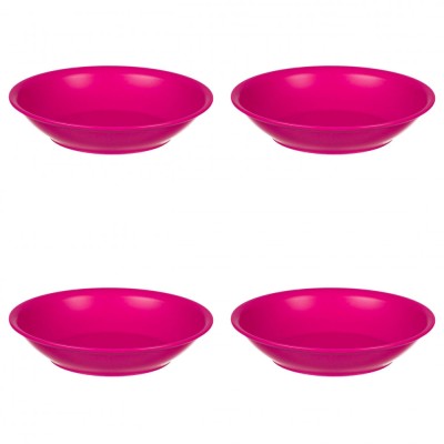 Set farfurii 4 piese, farfurii adanci, plastic, fucsia, diametru 18 cm foto