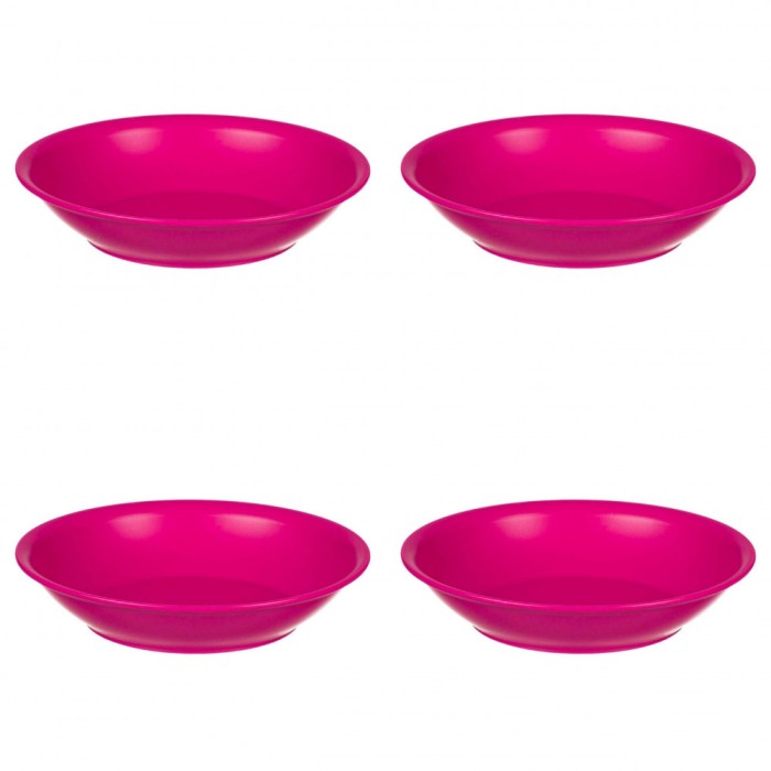 Set farfurii 4 piese, farfurii adanci, plastic, fucsia, diametru 18 cm