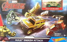 Set Hot Wheels Marvel Avengers Hulk Smash Attack foto