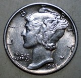 C.012 USA SUA WWII MERCURY 1 ONE DIME 1943 S XF/AUNC ARGINT
