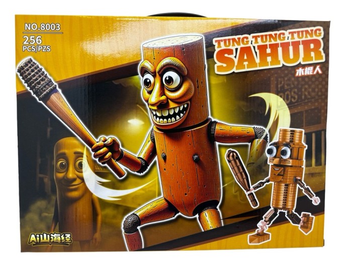 Set constructie Tung Tung Tung Sahur 256 piese blocuri tip Lego 8003