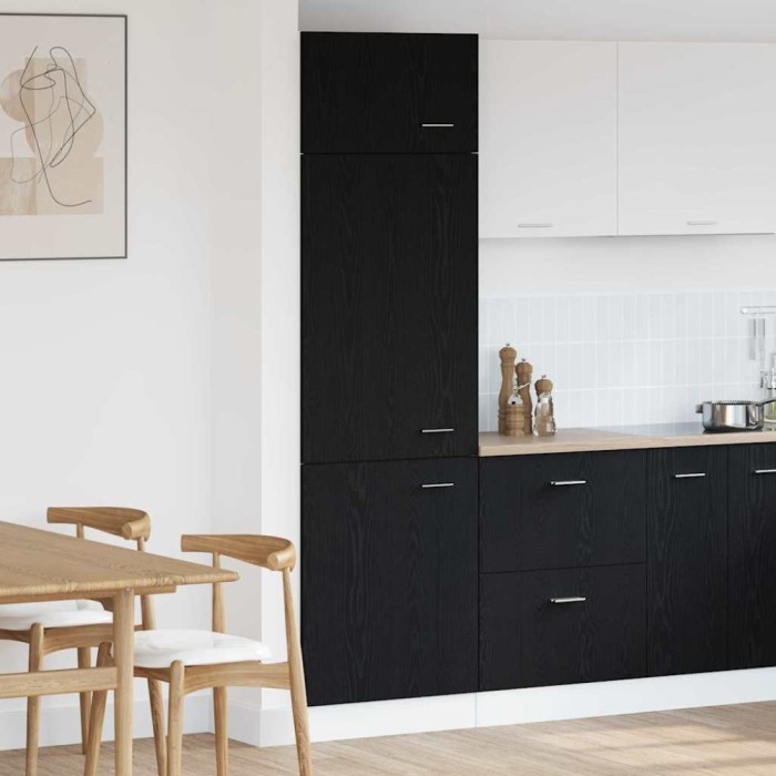 vidaXL Dulap frigider &icirc;n stejar negru - 60x57x207 cm, făcut din lemn prelucrat
