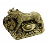 Statueta feng shui tigru cu pepita si moneda - 11cm, Stonemania Bijou