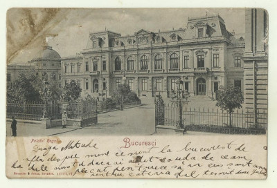 cp Bucuresti : Palatul Regal - circulata 1904, timbru foto