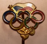 I.627 INSIGNA STICKPIN CEHIA OLIMPIADA CERCURI OLIMPICE 16/15mm email