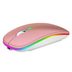 Mouse wireless, slim, LED multicolor, roz, 11x 6x2.5 cm