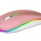 Mouse wireless, slim, LED multicolor, roz, 11x 6x2.5 cm