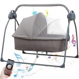 Cumpara ieftin Patut Electric pentru Bebelusi cu Functie de Leganare Automata, 5 Viteze Ajustabile cu telecomanda, Temporizator Inteligent 8-60 Min, Redare Muzica pr