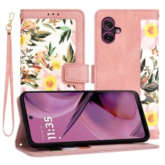 Husa personalizata fete Motorola Moto G55 Techsuit FlipCraft, roz foto