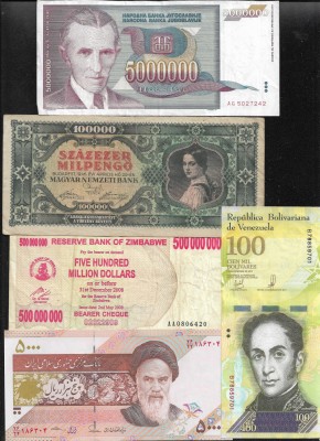 Set 5 bancnote de prin lume adunate (cele din imagini) #309 foto