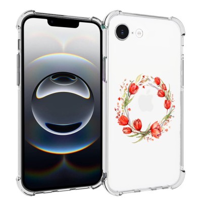 Husa antisoc pentru iphone 16e, airbag, pink wreath 15, clear foto