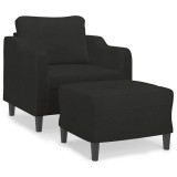 Cumpara ieftin Fotoliu canapea cu taburet, negru, 60 cm, material textil