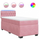 Cumpara ieftin Pat box spring cu saltea, roz, 100x200 cm, catifea