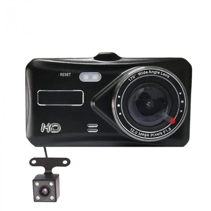 Camera auto dubla, Full HD , HDR, meniu ROMANA, 170 grade, touch