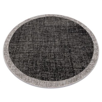 Covor sisal Floorlux Cerc 20401 Cadru negru si argintiu, cerc 160 cm foto