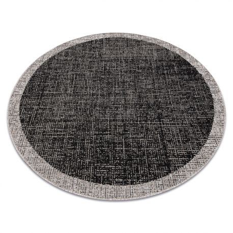 Covor sisal Floorlux Cerc 20401 Cadru negru si argintiu, cerc 160 cm