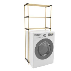 Raft modular pentru masina de spalat rufe, 3 polite, lemn de pin natur, 68 x 28 x 152cm