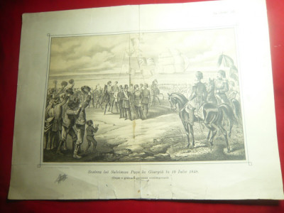 Fotografie- Plansa tiparita - Sosirea lui Soliman Pasa la Giurgiu 19 iulie 1848 foto