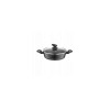 Oala joasa din aluminiu forjat, cu capac, 20cm, 1.3L, invelis antiaderent negru si manere izolate termic, design moderin, calitate superioara, Florina