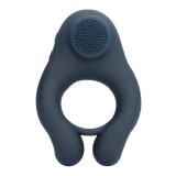 Inel vibrator pentru penis LOVELINE Vibrating Cockring with Clitoris Stimulation, 10 funcții de vibrație, albastru