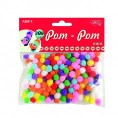 Acesorii de craft: Biluțe de pluș Pom-Pom mini DACO, 200 bucăți - AD014 - ***