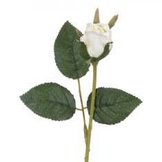 Floare Artificială, Trandafir, Tulpină Scurtă, Culoare Alb, Lungime 21cm