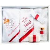 Cumpara ieftin Trusou Botez 6 piese cu text imprimat ROSU - TB58