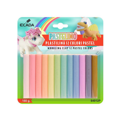 Plastilina pentru Modelat Ecada, 12 Culori Pastel, 180 g, Ambalata la Blister, Plastilina Scoala, Plastilina Gradinita, Plastilina Modelare, Plastilin foto