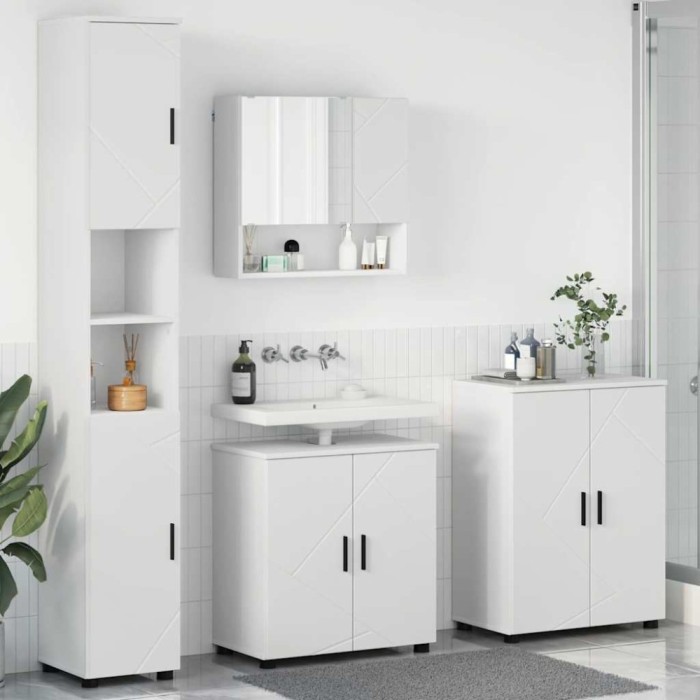 vidaXL Set de mobilier pentru baie Pe perete 4 pcs Alb 61 x 35 x 64 cm 3393003