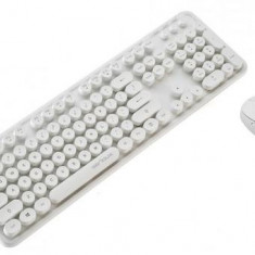 Kit Wireless Mouse si Tastatura Serioux Retro light 9910WH, US layout, 1600 DPI, USB (Alb)