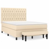 Cumpara ieftin Pat box spring cu saltea, crem, 140x200 cm, textil