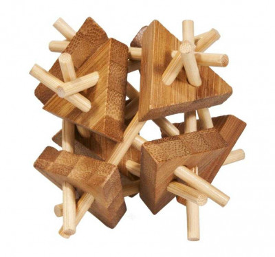 Joc logic IQ din lemn bambus Stickstriangles foto