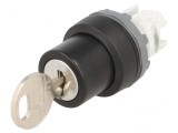 Comutator rotativ cu cheie 22mm negru 2 poziții