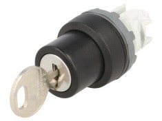 Comutator rotativ cu cheie 22mm negru 2 poziții